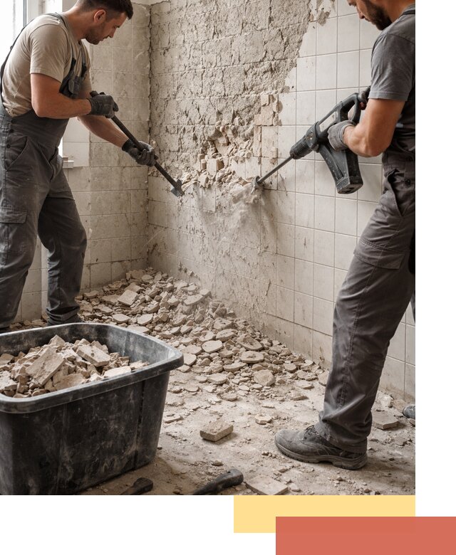 Демонтаж плитки со стен в таре быстро и аккуратно