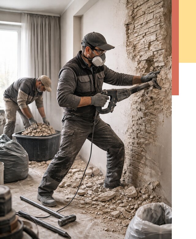 Демонтаж декоративного камня в таре от 1492 руб/м² — быстро и недорого | ОТДЕЛОЧНИК-Тар