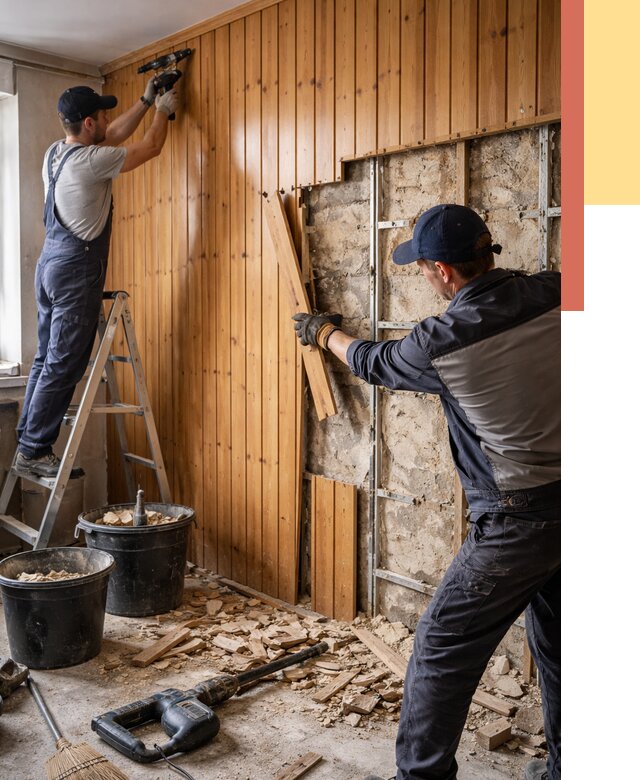 Демонтаж вагонки со стен в таре от 1492 руб. — снятие, удаление, срочно | ОТДЕЛОЧНИК-Тар