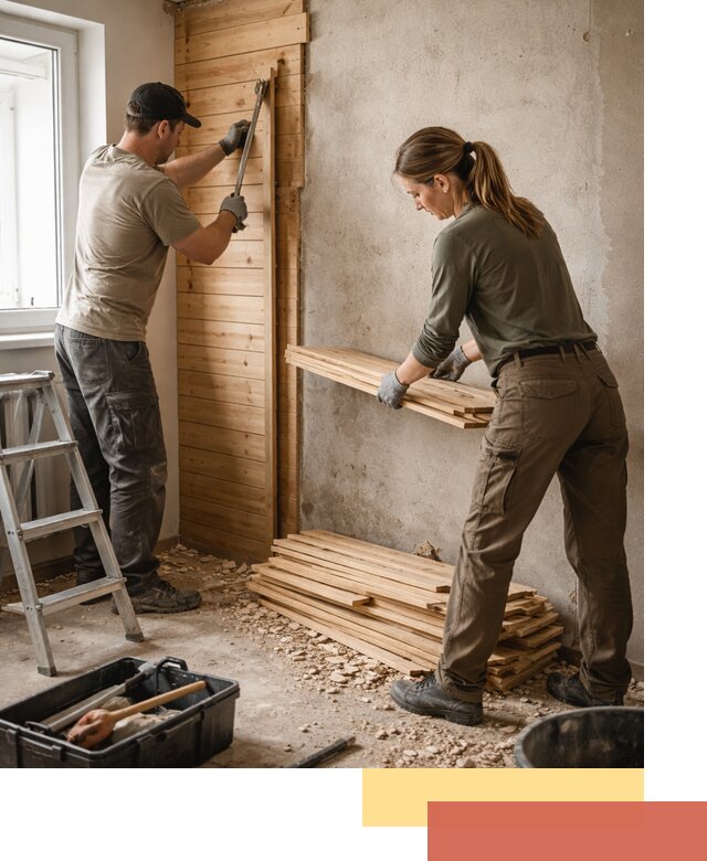 Демонтаж вагонки со стен в таре — профессиональный демонтаж