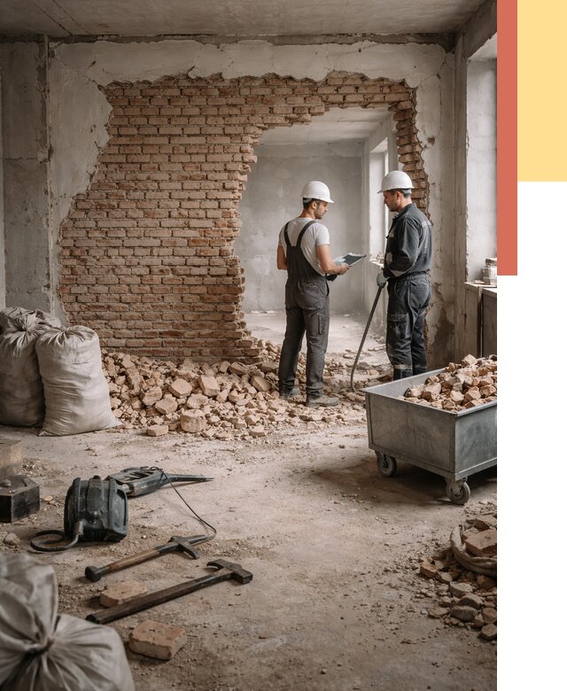 Демонтаж кирпичных стен в таре от 4321 руб. — быстро, недорого, под ключ | ОТДЕЛОЧНИК-Тар