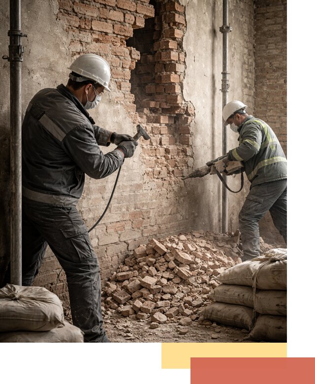 Демонтаж кирпичных стен в таре быстро и безопасно