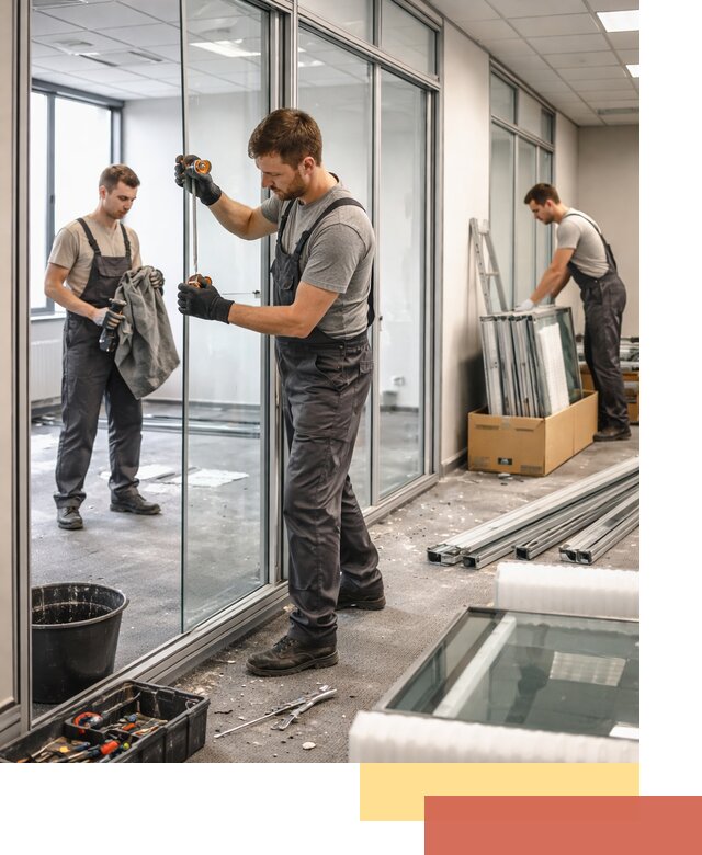 Демонтаж стеклянных перегородок в таре быстро и безопасно