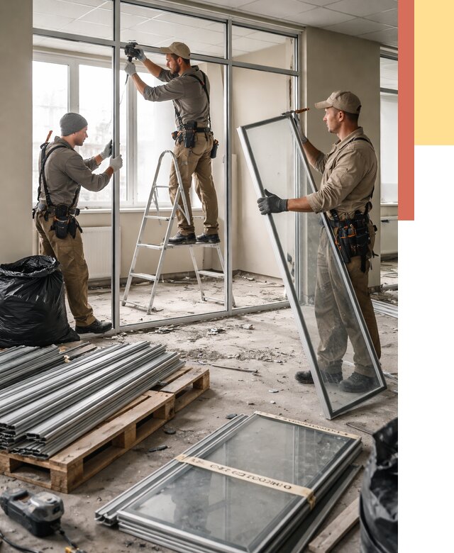 Демонтаж алюминиевых перегородок в таре от 4321 руб. — быстро и недорого | ОТДЕЛОЧНИК-Тар