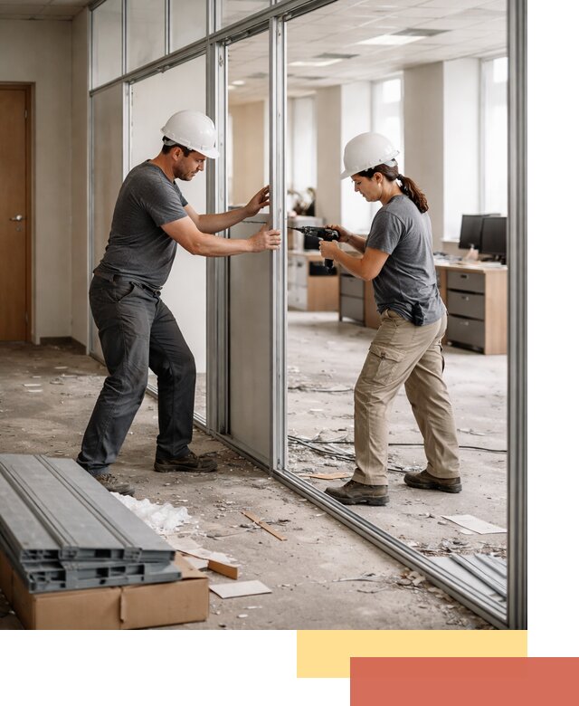 Демонтаж алюминиевых перегородок в таре быстро и аккуратно