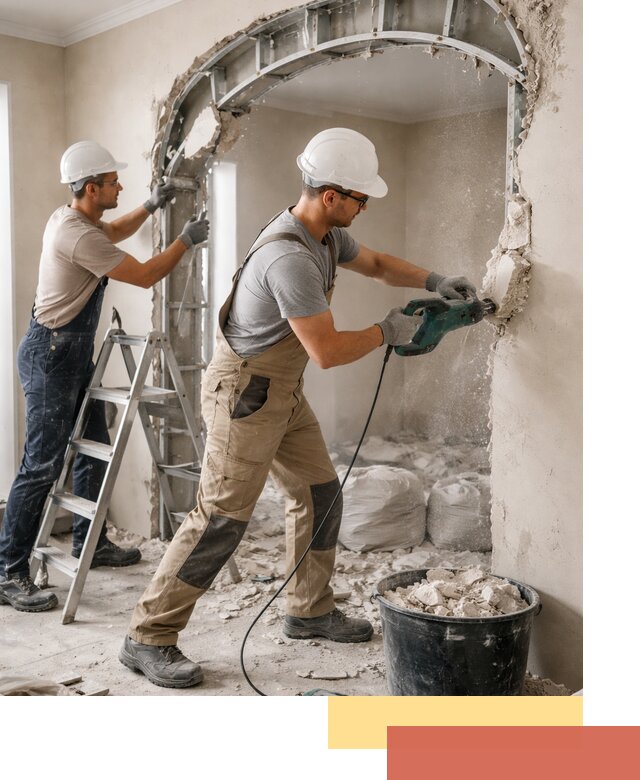 Демонтаж гипсокартонной арки в таре быстро и аккуратно