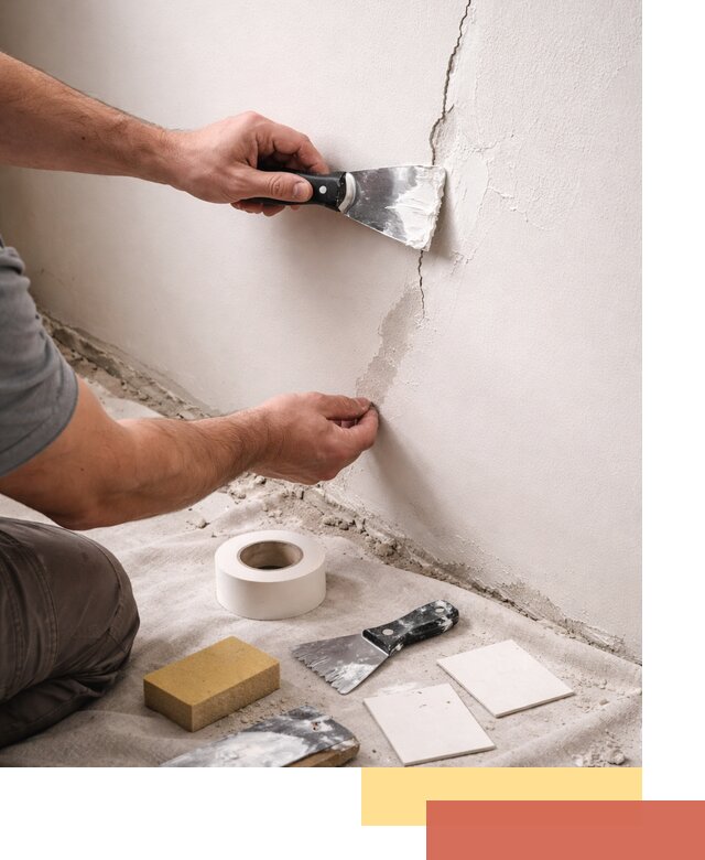 Заделка трещин и сколов в стенах и потолках в таре