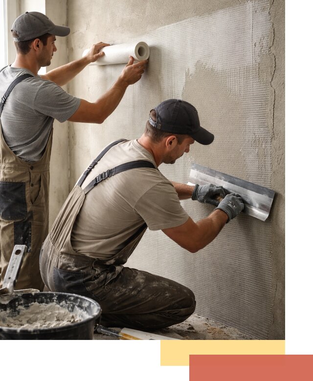 Армирование стен стеклосеткой в таре для прочной отделки