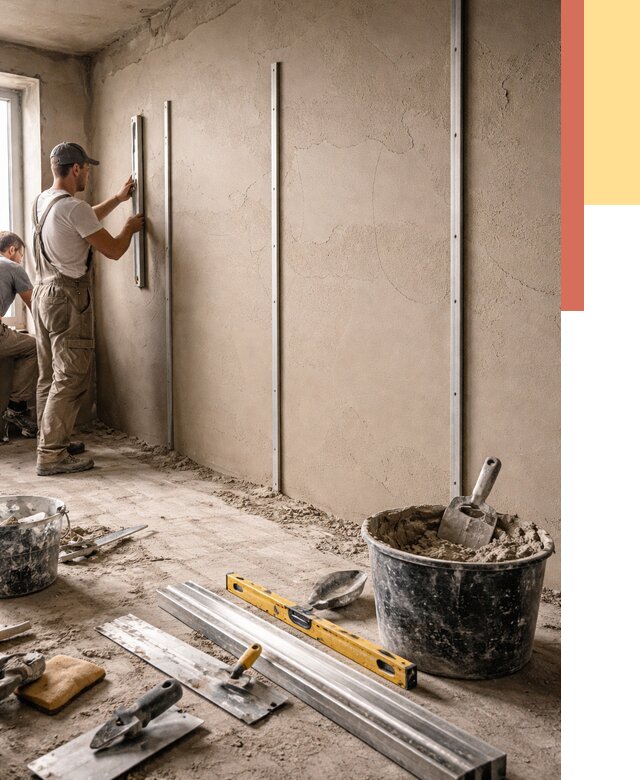 Штукатурка стен по маякам в таре от 5658 руб./м² — выравнивание под ключ | ОТДЕЛОЧНИК-Тар