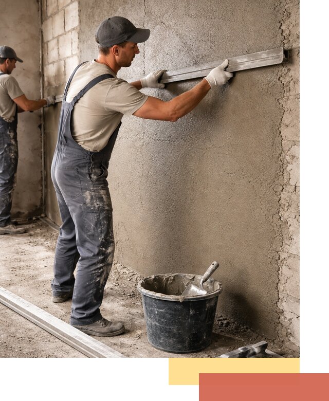 Штукатурка стен цементно-песчаная в таре профессионально