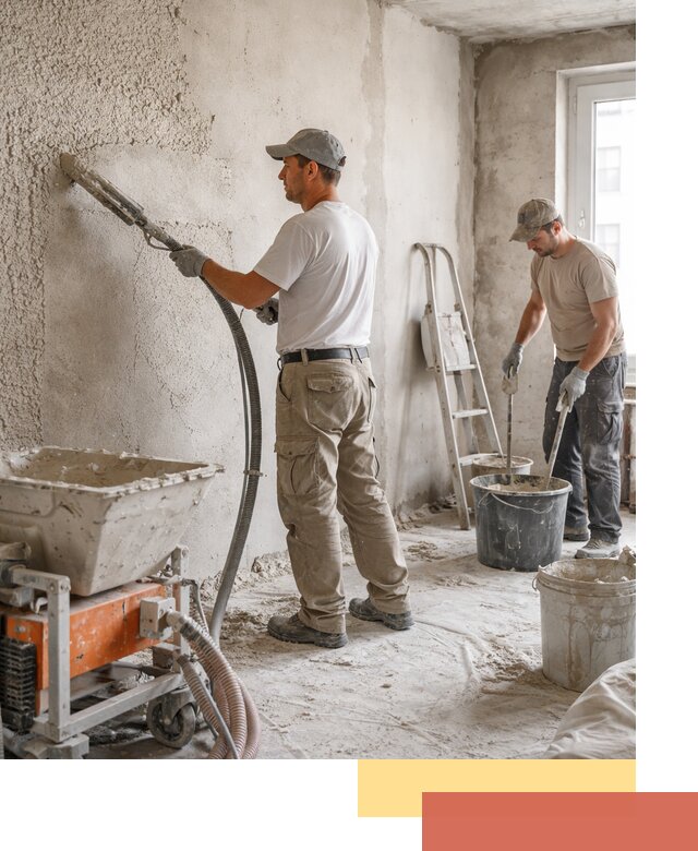 Машинная штукатурка стен в таре — быстро и качественно