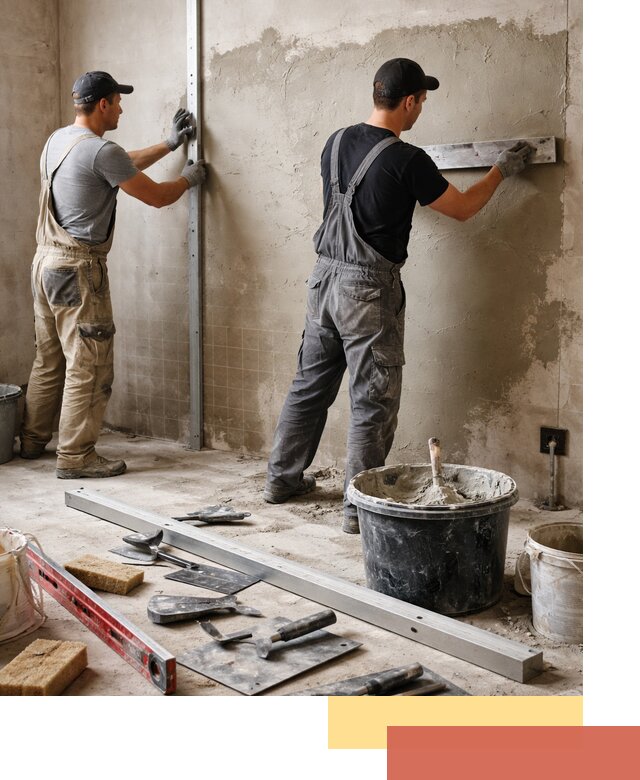 Профессиональная штукатурка стен под плитку в таре