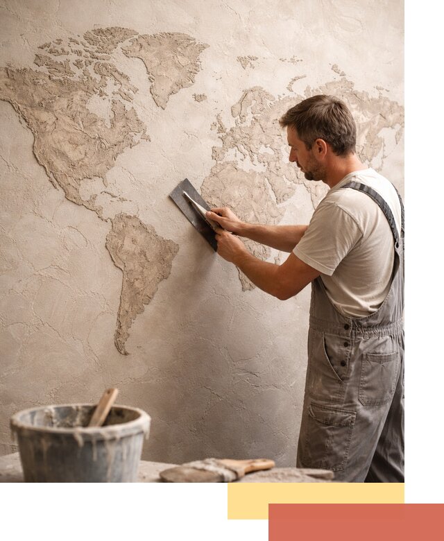 Декоративная штукатурка «Карта мира» под ключ в таре
