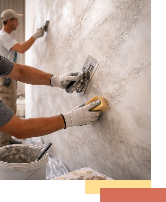 Декоративная штукатурка под мрамор в таре для стен и потолков