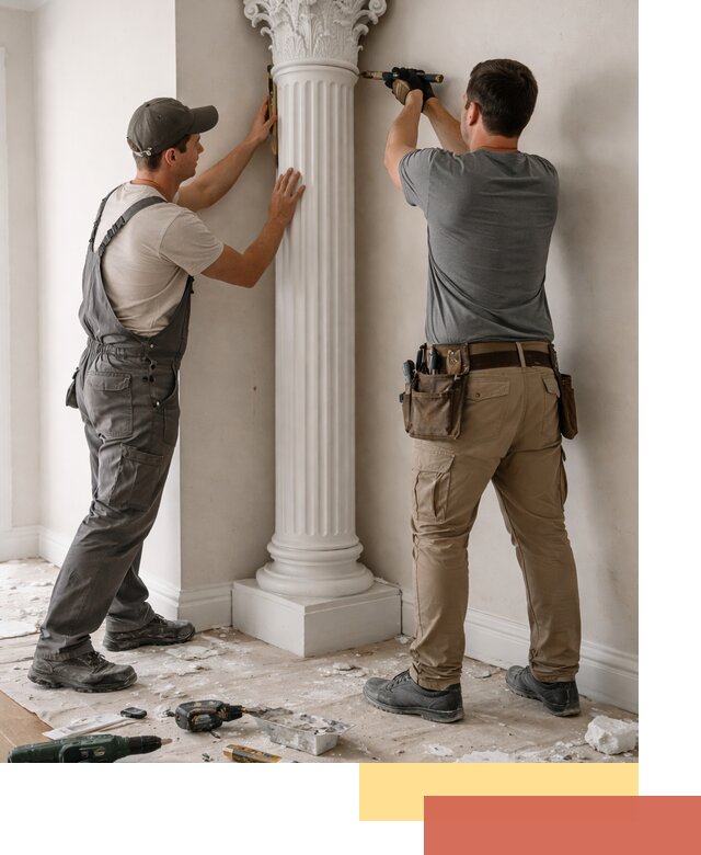 Установка декоративных колонн в таре под ключ