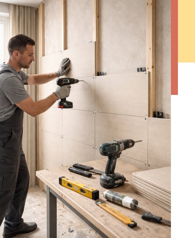 Монтаж МДФ панелей на стены в таре от 1286 руб. под ключ | ОТДЕЛОЧНИК-Тар