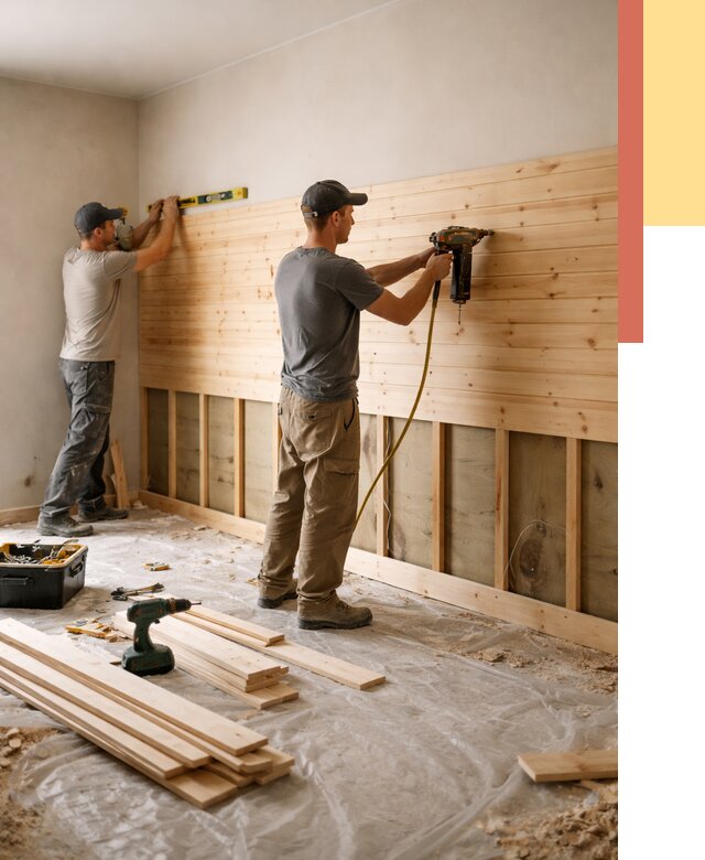 Монтаж деревянной вагонки на стены в таре от 7716 руб. | Услуги монтажа вагонки | ОТДЕЛОЧНИК-Тар