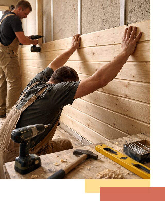 Монтаж деревянной вагонки на стены в таре быстро и качественно