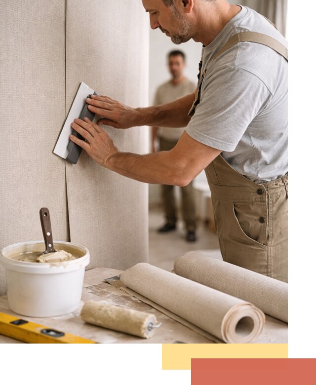 Поклейка текстильных обоев в таре профессионально и аккуратно