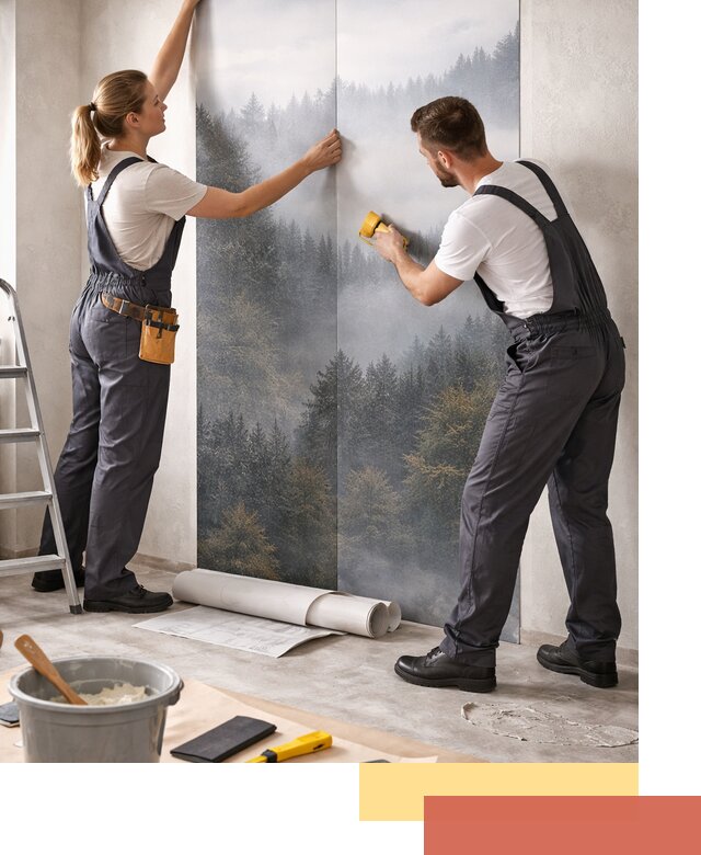 Поклейка фотообоев профессионально в таре под ключ