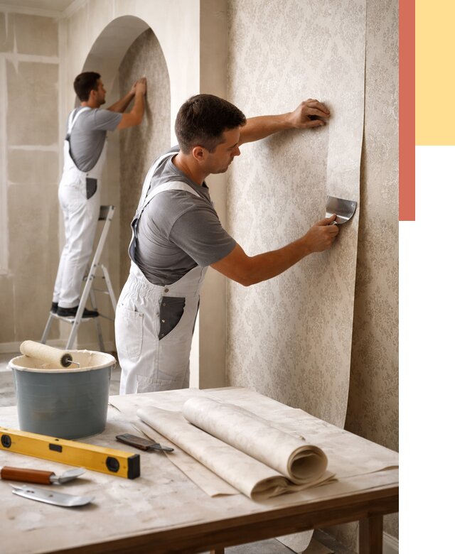 Поклейка обоев на сложные стены в таре от 2881 руб. под ключ | ОТДЕЛОЧНИК-Тар