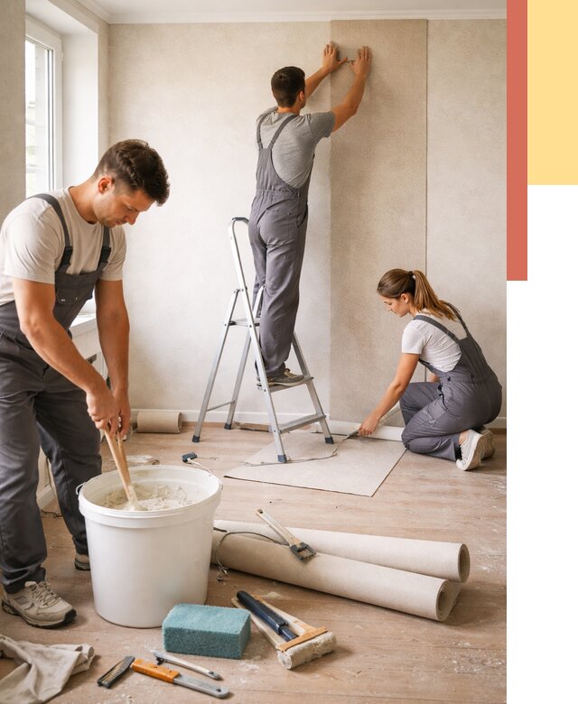 Оклейка стен обоями в таре от 3601 руб/м2 — быстро и недорого | ОТДЕЛОЧНИК-Тар