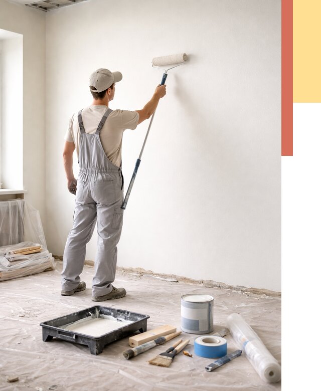 Покраска стен водоэмульсионной краской в таре от 463 руб. за м² | ОТДЕЛОЧНИК-Тар