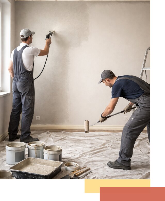 Покраска стен моющейся краской и защита поверхностей в таре