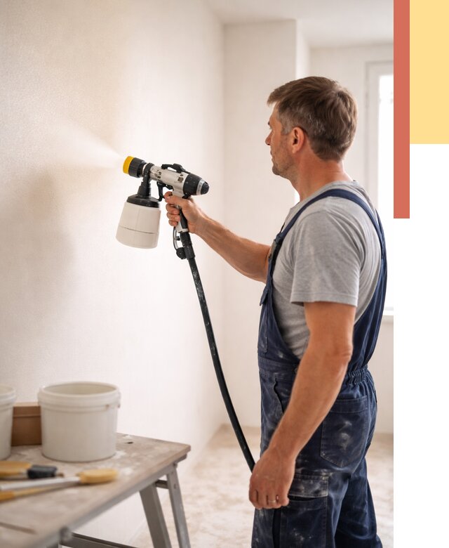 Покраска стен краскопультом в таре от 7716 руб. — механизированная покраска | ОТДЕЛОЧНИК-Тар