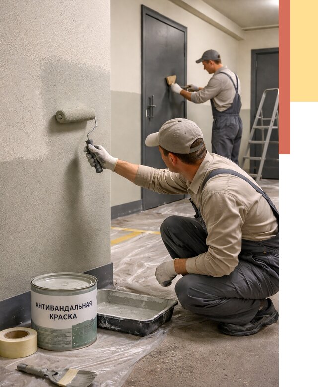 Покраска стен антивандальной краской в таре от 4630 руб./м² под ключ | ОТДЕЛОЧНИК-Тар