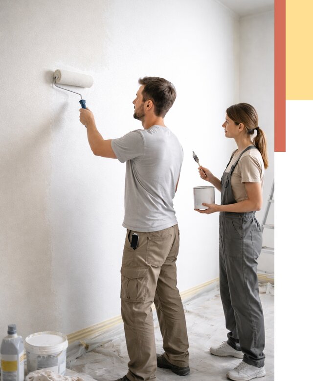 Окраска стен по стеклохолсту в таре от 4630 руб/м² под ключ | ОТДЕЛОЧНИК-Тар