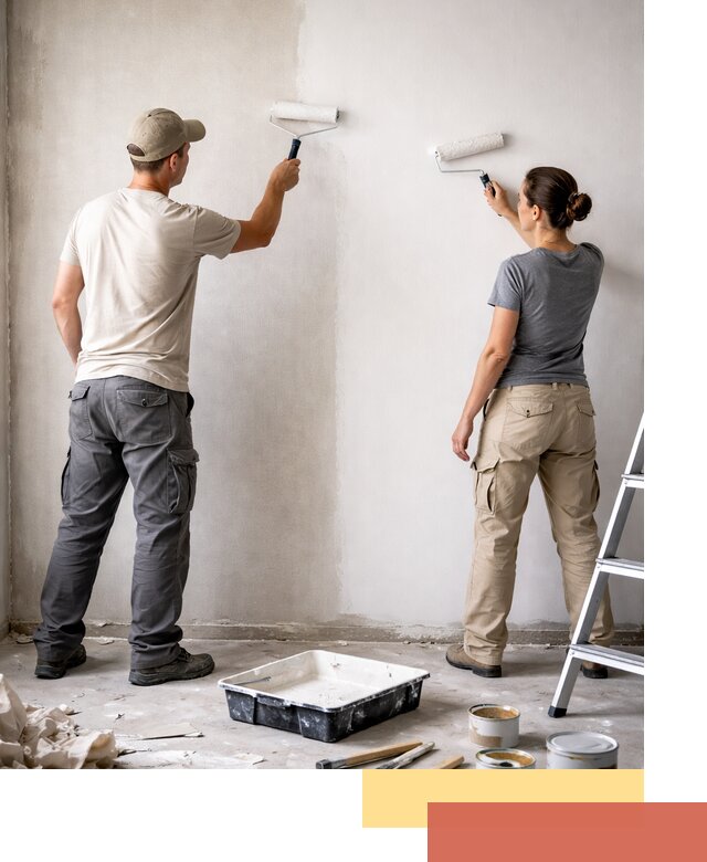 Окраска стен по стеклохолсту в таре качественно и долговечно