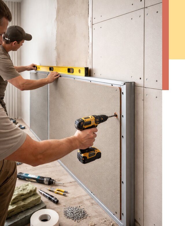 Шумоизоляция стен панелями ЗИПС в таре от 2263 руб./м² под ключ | ОТДЕЛОЧНИК-Тар