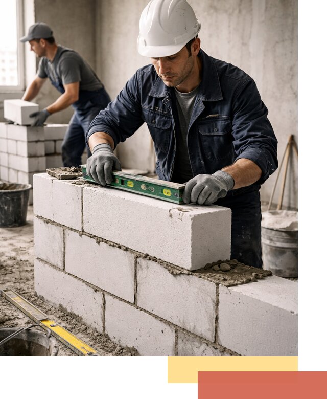 Кладка перегородок из пеноблока под ключ в таре