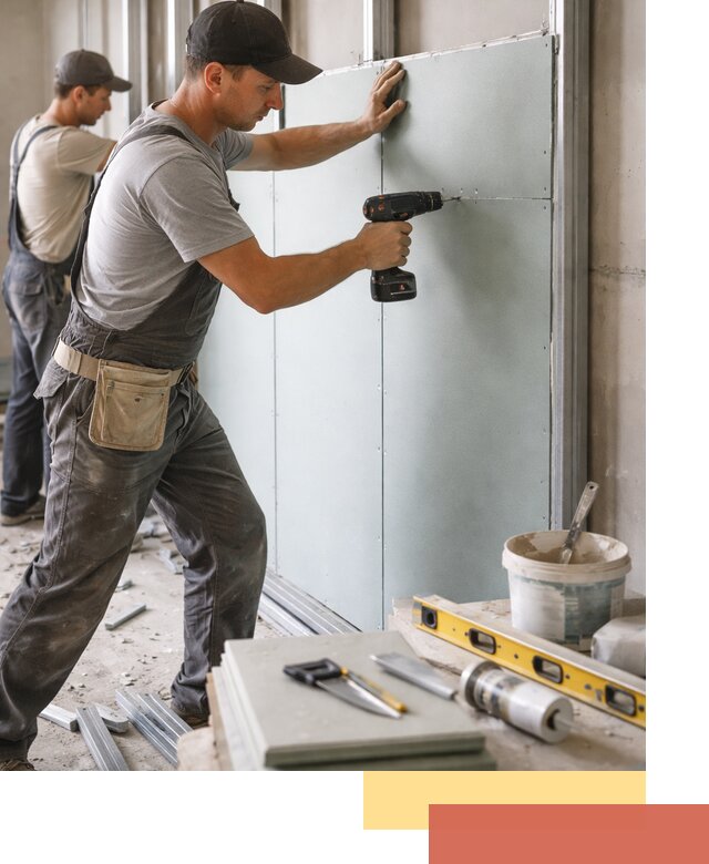 Кладка влагостойких перегородок ПГП в таре