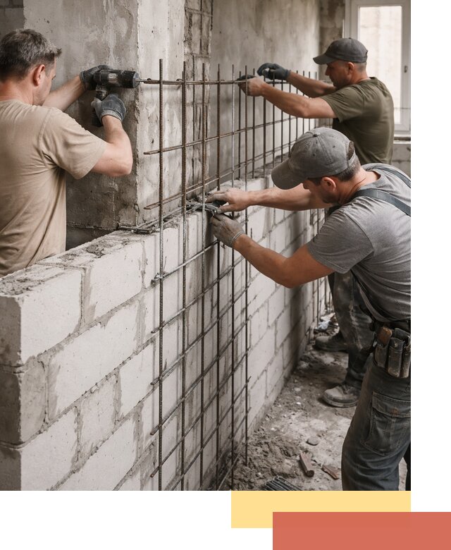 Армирование кладки перегородок в таре профессионально и надёжно