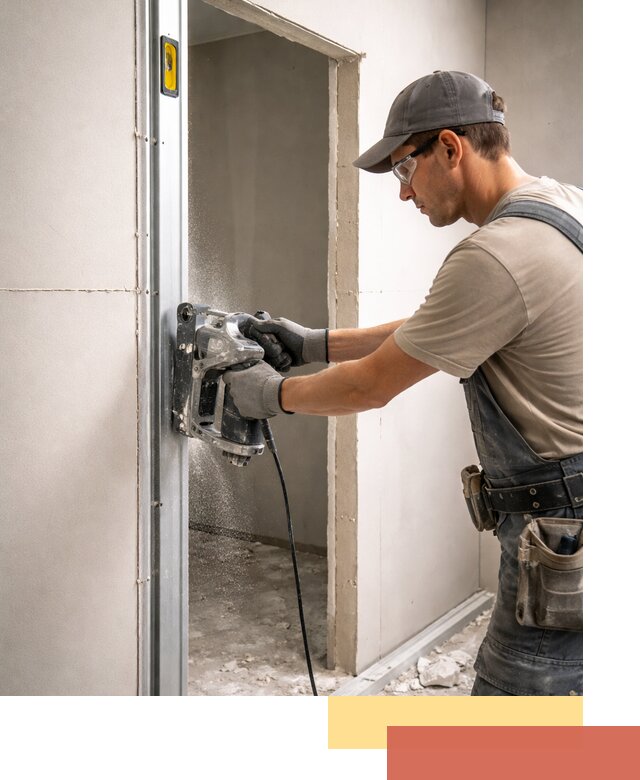 Устройство дверного проема в перегородке в таре