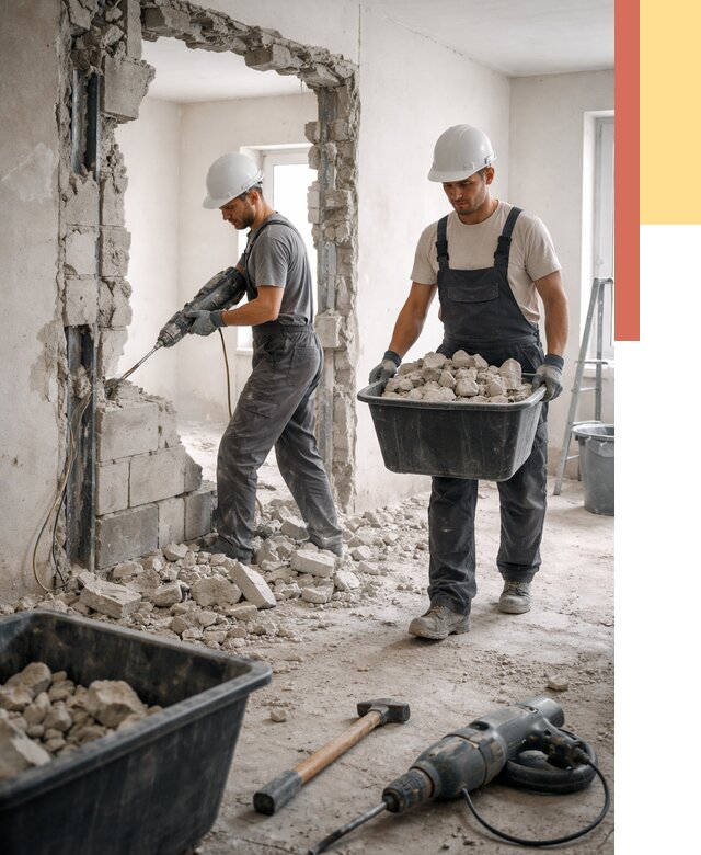 Демонтаж блоковых перегородок в таре от 3858 руб. — быстро и недорого | ОТДЕЛОЧНИК-Тар