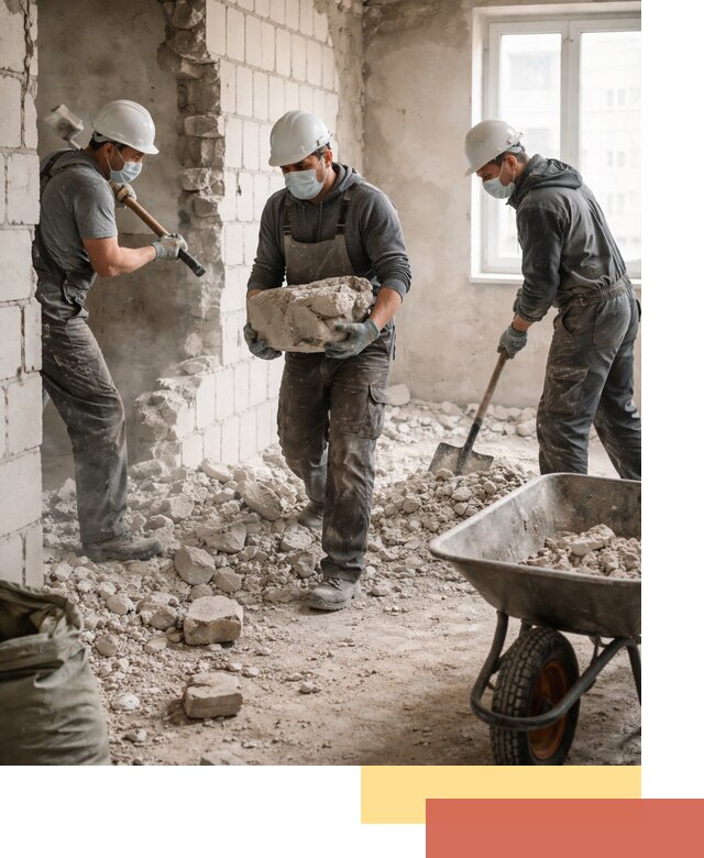 Демонтаж блочных перегородок в таре быстро и аккуратно