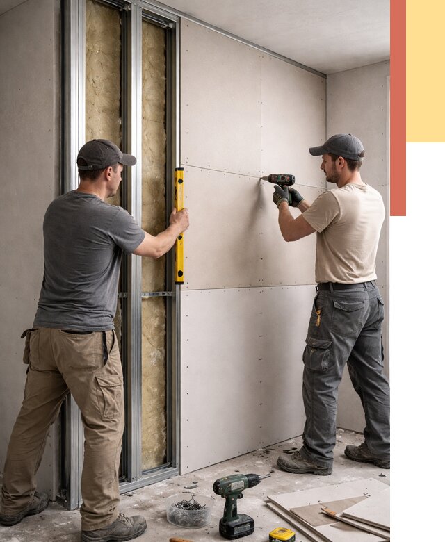 Монтаж двухслойной перегородки из гипсокартона в таре от 1492 руб. | ОТДЕЛОЧНИК-Тар