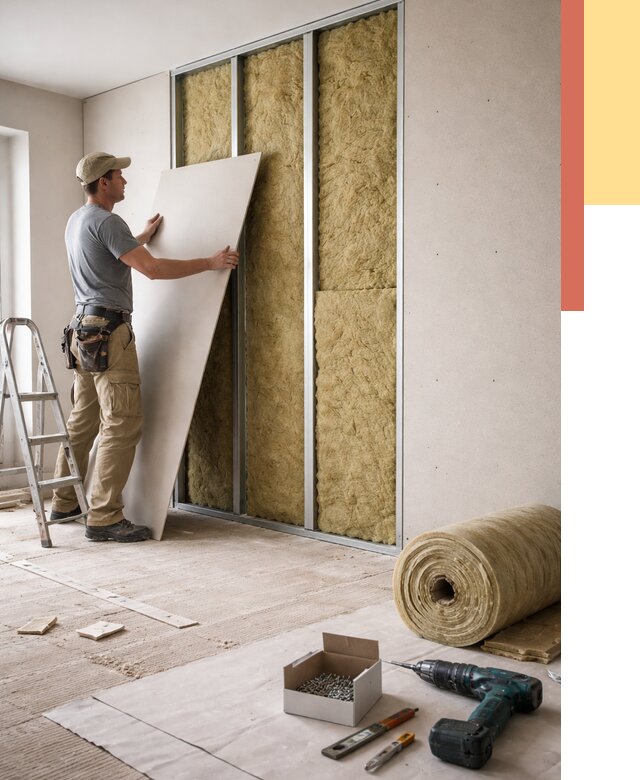 Перегородка из гипсокартона с шумоизоляцией в таре от 3210 руб. | ОТДЕЛОЧНИК-Тар