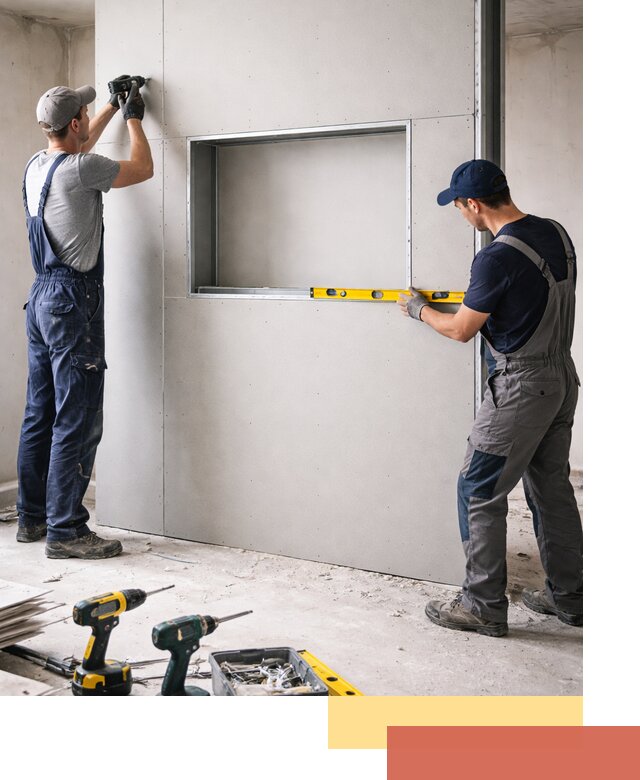 Перегородка из гипсокартона с нишей под декор в таре