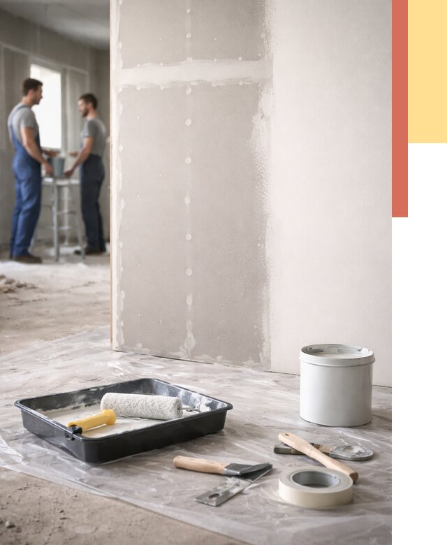 Покраска перегородок из гипсокартона в таре от 4630 руб. под ключ | ОТДЕЛОЧНИК-Тар