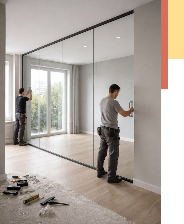 Изготовление стеклянных перегородок в таре от 12706 руб. под ключ | ОТДЕЛОЧНИК-Тар