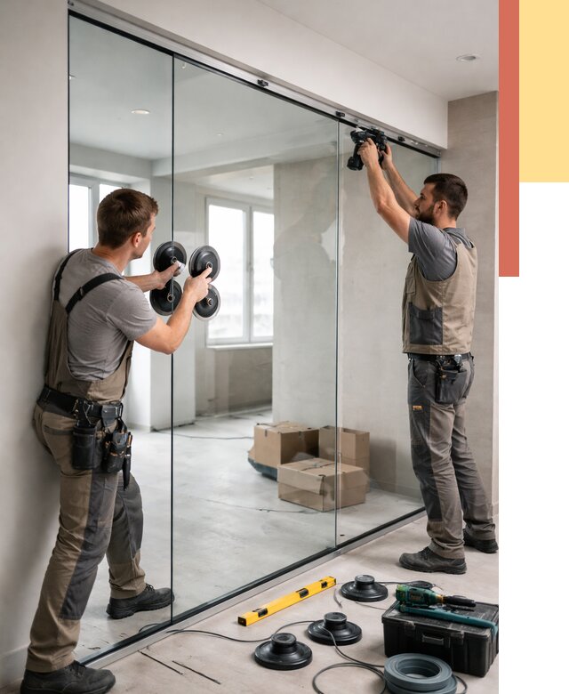 Монтаж стеклянных перегородок в таре от 6687 руб. | ОТДЕЛОЧНИК-Тар