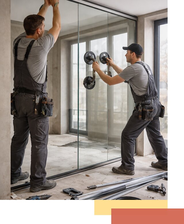 Цельностеклянные перегородки под ключ в таре