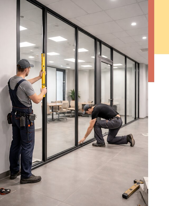 Каркасные стеклянные перегородки в таре под ключ от 9465 руб. | ОТДЕЛОЧНИК-Тар