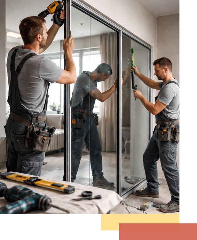 Каркасные стеклянные перегородки под ключ в таре