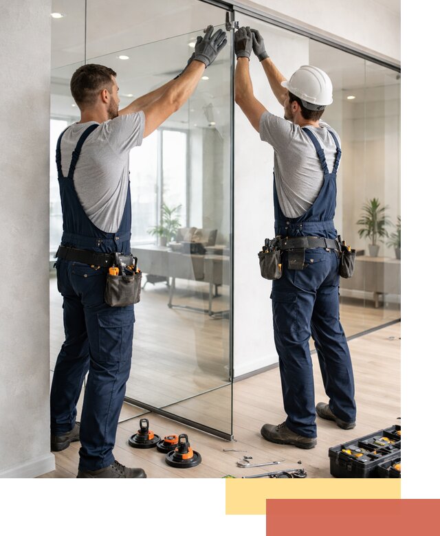 Безрамные стеклянные перегородки под ключ в таре