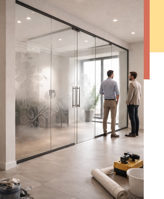 Стеклянные перегородки с рисунком в таре от 12860 руб. монтаж и нанесение | ОТДЕЛОЧНИК-Тар